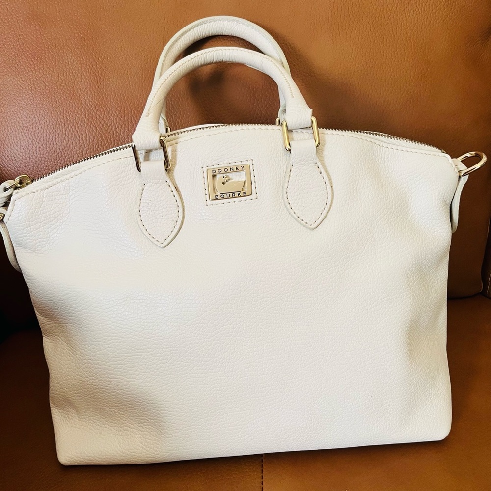 Dooney & Bourke White Pebble Leather Satchel Handbag Purse #6L968 w Tags $278